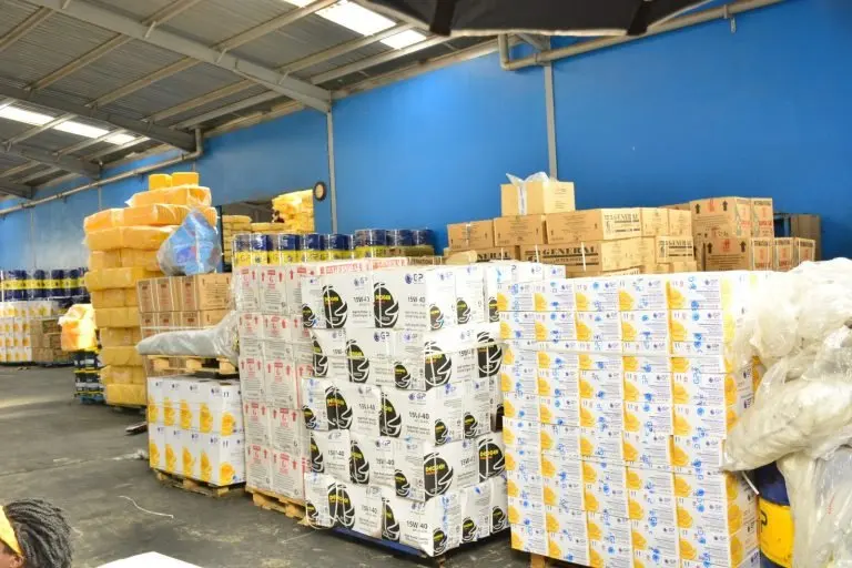 Cartons of GP products in the GP Uganda warehouse